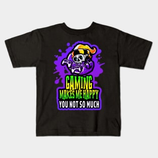 Gaming Makes Me Happy You Not So Much Purple Lime Kids T-Shirt